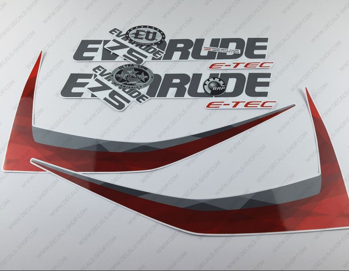 Evinrude 75HP E-tec 2014-2015 White Cowl Outboard Decal Kit